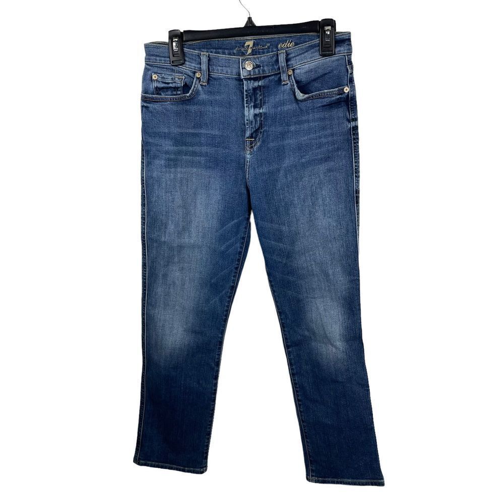 7 for all Mankind Edie Straight Medium Wash Mid High Rise‎ Jeans Size 29